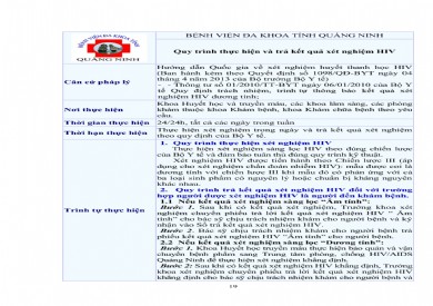 Quy trình thực hiện và trả kết quả xét nghiệm HIV