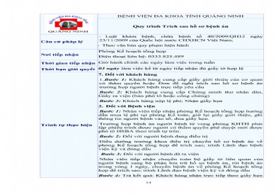 Quy trình Trích sao hồ sơ bệnh án
