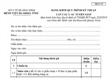 BẢNG KIỂM QUY TRÌNH KỸ THUẬT TRUYỀN HÓA CHẤT TĨNH MẠCH