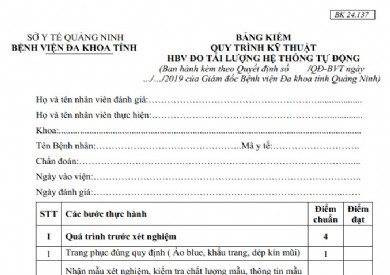 BẢNG KIỂM QUY TRÌNH KỸ THUẬT HBV ĐO TẢI LƯỢNG HỆ THỐNG TỰ ĐỘNG