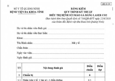 BẢNG KIỂM QUY TRÌNH KỸ THUẬT  CHỌC HÚT KIM NHỎ CÁC HẠCH