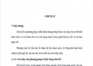 QUY TRÌNH CHÍCH LỀ