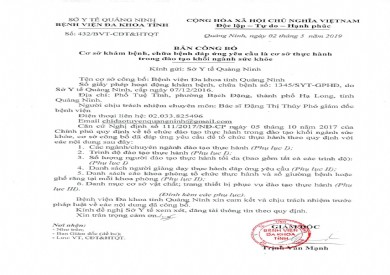 Bệnh viện Đa khoa tỉnh Quảng Ninh: Công bố cơ sở khám bệnh, chữa bệnh đáp ứng yêu cầu là cơ sở thực hành trong đào tạo khối ngành sức khỏe
