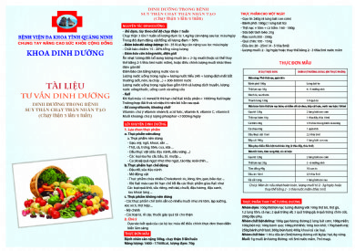 Thực đơn dinh dưỡng dành cho người bệnh suy thận mạn lọc máu chu kỳ