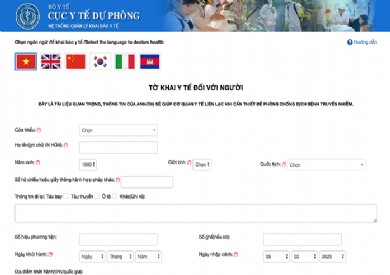 Từ sáng 10/3 thực hiện khai báo sức khoẻ toàn dân