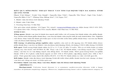 Kết quả sớm phẫu thuật thay van tim tại Bệnh viện đa khoa tỉnh Quảng Ninh