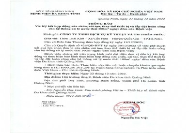 Ký kết hợp đồng sửa chữa, cải tạo, thay thế thiết bị và lắp đặt hoàn công cho hệ thống xử lý nước thải