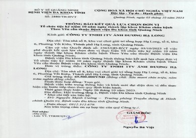 Thông báo kết quả lựa chọn đơn vị (2880)
