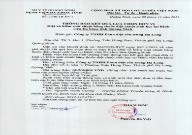 Thông báo kết quả lựa chọn đơn vị (3346)