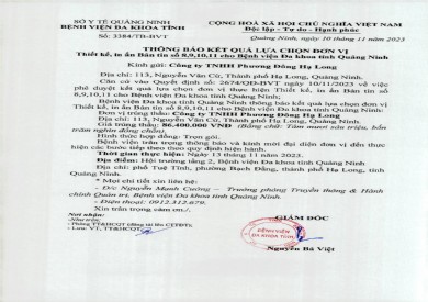 Thông báo kết quả lựa chọn đơn vị (3384)