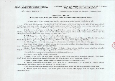 Mời báo giá mua sắm vật tư chuyên khoa Mắt (3484)