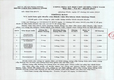 Mời báo giá thuốc của bệnh viện (966)