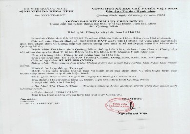 Thông báo kết quả lựa chọn đơn vị (3337)