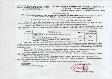 Mời báo giá thi công vách nhôm và lắp đặt bàn làm việc cho khoa Ung bướu (3383)