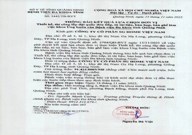 Thông báo kết quả lựa chọn đơn vị (3442)