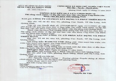 Thông báo kết quả lựa chọn đơn vị (3491)