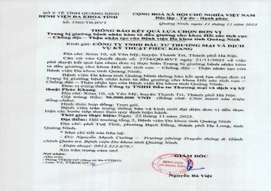 Thông báo kết quả lựa chọn đơn vị (3502)