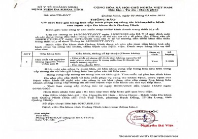 Mời báo giá hàng hoá cấp bách phục vụ công tác khám chữa bệnh (604)