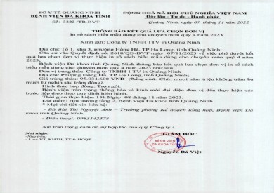 Thông báo kết quả lựa chọn đơn vị (3322)