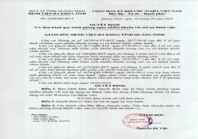 Quyết định ban hành quy trình phòng ngừa nhiễm khuẩn vết mổ tại Bệnh viện (2228)