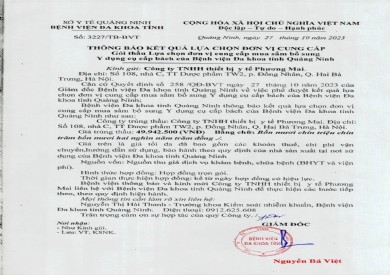 Thông báo kết quả lựa chọn đơn vị (3227)