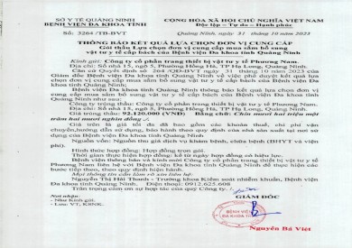 Thông báo kết quả lựa chọn đơn vị (3264)