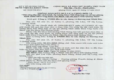 Thông báo kết quả lựa chọn đơn vị (3610)