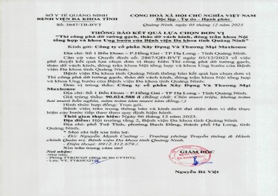Thông báo kết quả lựa chọn đơn vị (3647)