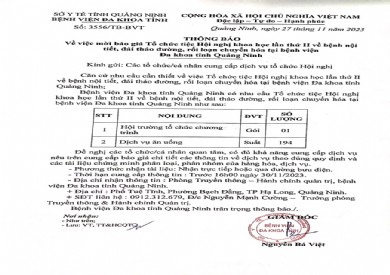 Mời báo giá tổ chức hội nghị khoa học lần thứ II về bệnh nội tiết, đái tháo đường, rối loạn chuyển hoá (3556)