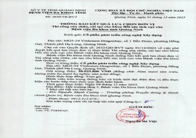 Thông báo kết quả lựa chọn đơn vị (3630)