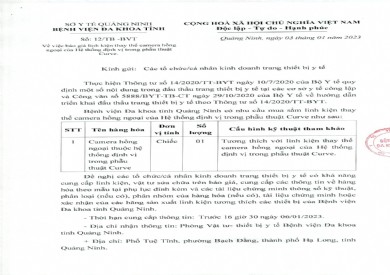 Thông báo báo giá linh kiện thay thế camera hồng ngoại của Hệ thống định vị trong phẫu thuật Curve (12)