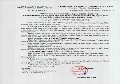 Thông báo kết quả lựa chọn đơn vị (4319)