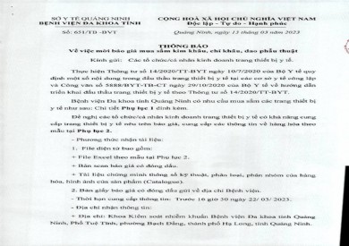 Thông báo mời báo giá mua sắm kim khâu, chỉ khâu, dao phẫu thuật (651)