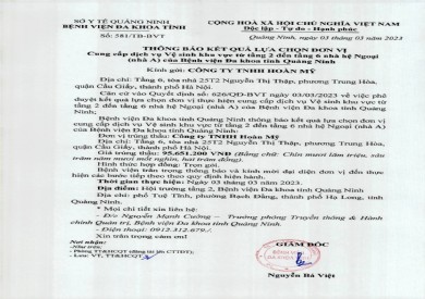 Thông báo kết quả lựa chọn đơn vị (581)