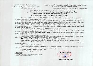 Thông báo kết quả lựa chọn đơn vị (583)
