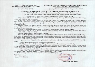 Thông báo kết quả lựa chọn đơn vị (572)