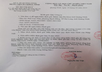 Thông báo đề nghị thẩm định giá Ống nội soi dạ dày (961)