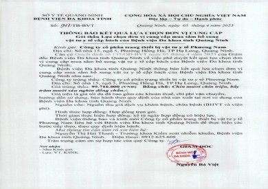 Thông báo kết quả lựa chọn đơn vị cung cấp (917)