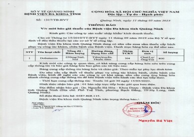 Thông báo mời báo giá thuốc của Bệnh viện (1317)