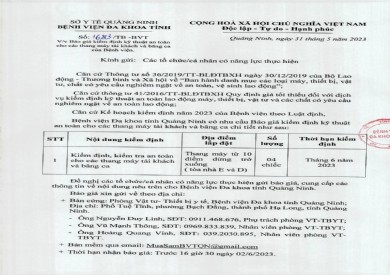 Thông báo mời báo giá bảng kiểm định kỹ thuật an toàn cho các thang máy (1683)