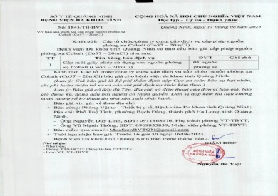 Báo giá dịch vụ cấp phép nguồn phóng xạ (1843)