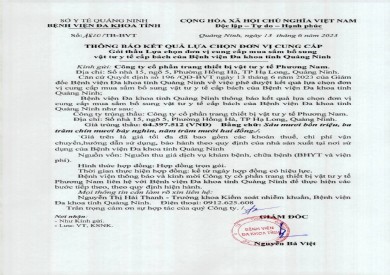 Thông báo kết quả lựa chọn đơn vị (1820)