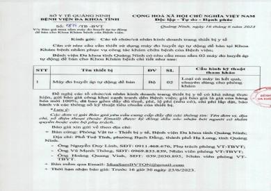 Báo giá mua sắm máy đo huyết áp tự động để bàn (1875)