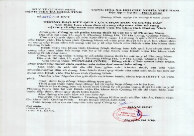 Thông báo kết quả lựa chọn đơn vị (1840)