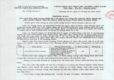 Thông báo mời báo giá trang thiết bị y tế (1772)