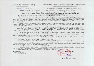 Thông báo kết quả lựa chọn đơn vị (2149)