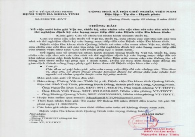 Thông báo mời báo giá vật tư, thiết bị sửa chữa các cột thu sét các tòa nhà và thí nghiệm định kỳ các hạng mục tiếp đất của bệnh viện (2380)