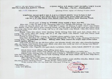 Thông báo kết quả lựa chọn đơn vị (2788)