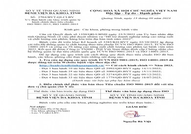 Các Quy trình quản lý hành chính theo tiêu chuẩn ISO 9001:2015; ISO 14001:2015