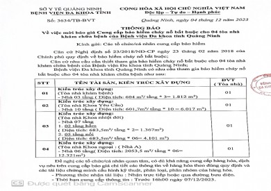 Mời báo giá cung cấp bảo hiểm cháy nổ bắt buộc cho 04 toà nhà khám chữa bệnh (3634)